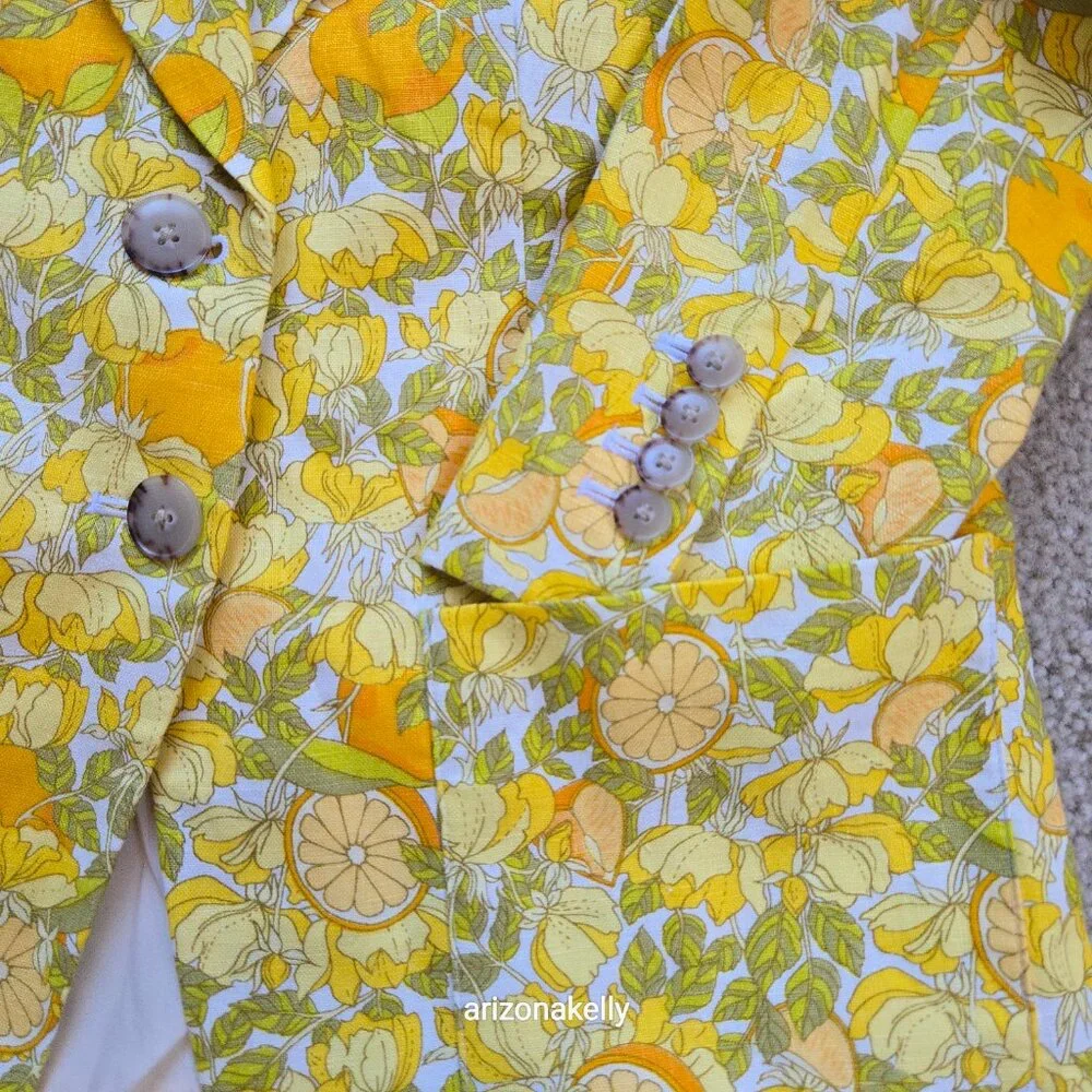 NWOT J. Crew Helena Linen Blazer in Limone Print Size 0 Lemon Citrus FIRM - Picture 10 of 13